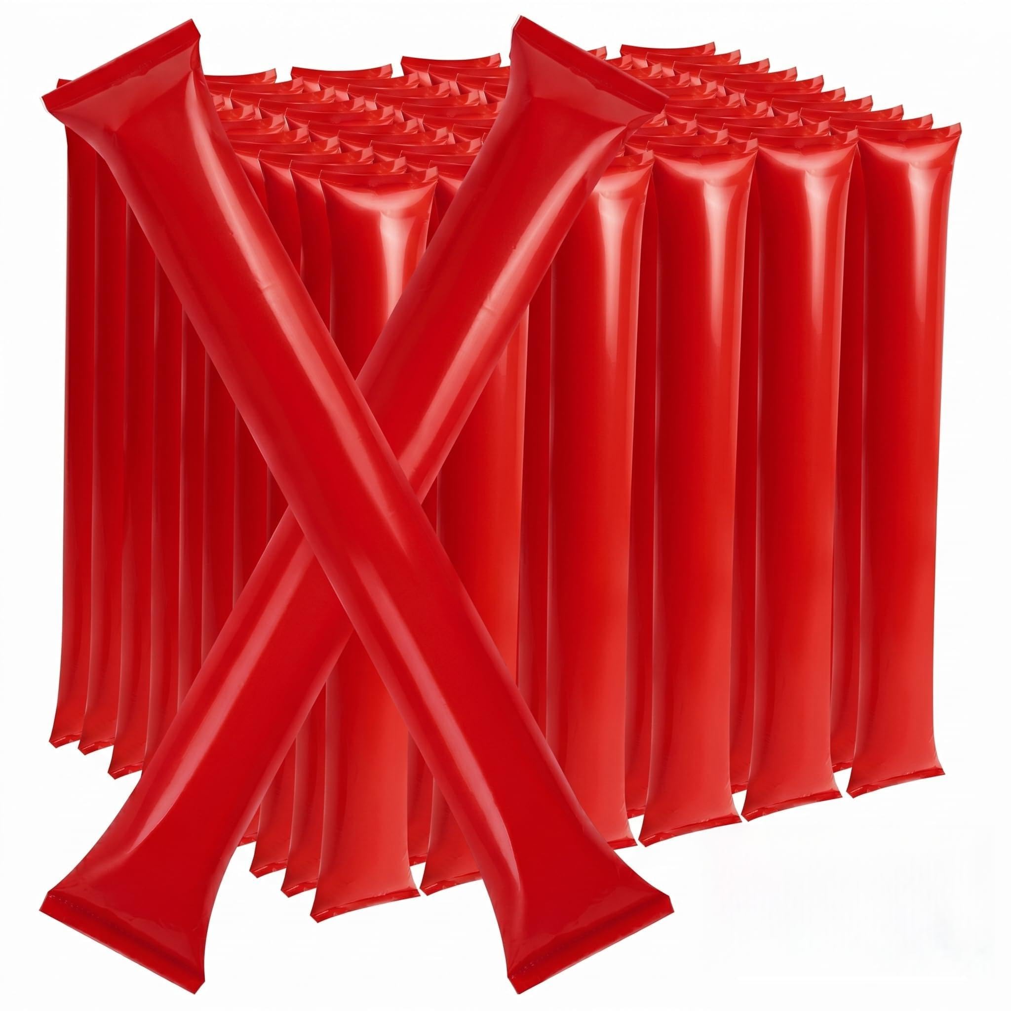 ZenNex 60-Pack Red Inflatable Thunder Sticks – Individually Wrapped PE Cheering Noise Makers for Sports, Parties & Celebrations
