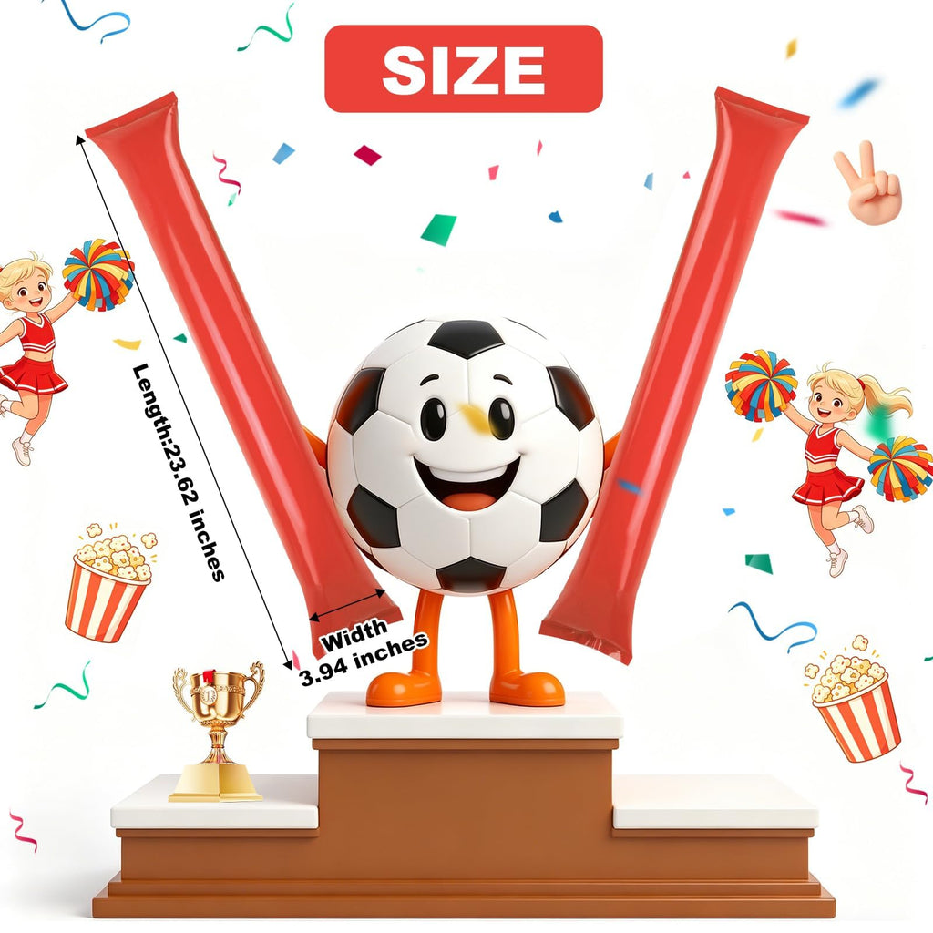 ZenNex 60-Pack Red Inflatable Thunder Sticks – Individually Wrapped PE Cheering Noise Makers for Sports, Parties & Celebrations