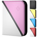 ZENO 4-Pocket Trading Card Binder – 400 Capacity, Top-Loading Sleeves, PU Leather Cover, Pink