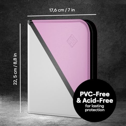 ZENO 4-Pocket Trading Card Binder – 400 Capacity, Top-Loading Sleeves, PU Leather Cover, Pink