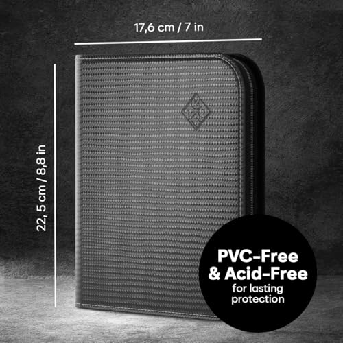 ZENO 4-Pocket Trading Card Binder – 400 Slots, PU Leather Cover, Black