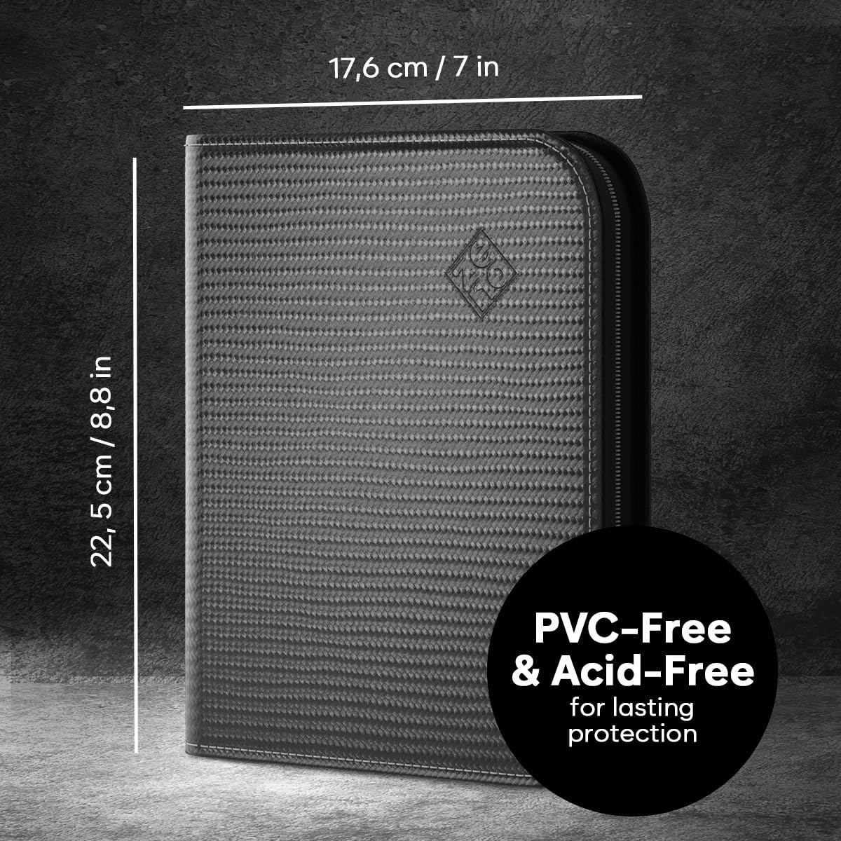 ZENO 4-Pocket Trading Card Binder – 400 Slots, PU Leather Cover, Black