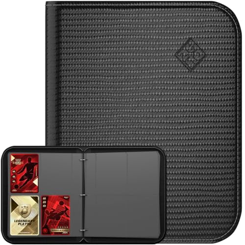 ZENO 4-Pocket Trading Card Binder – 400 Slots, PU Leather Cover, Black