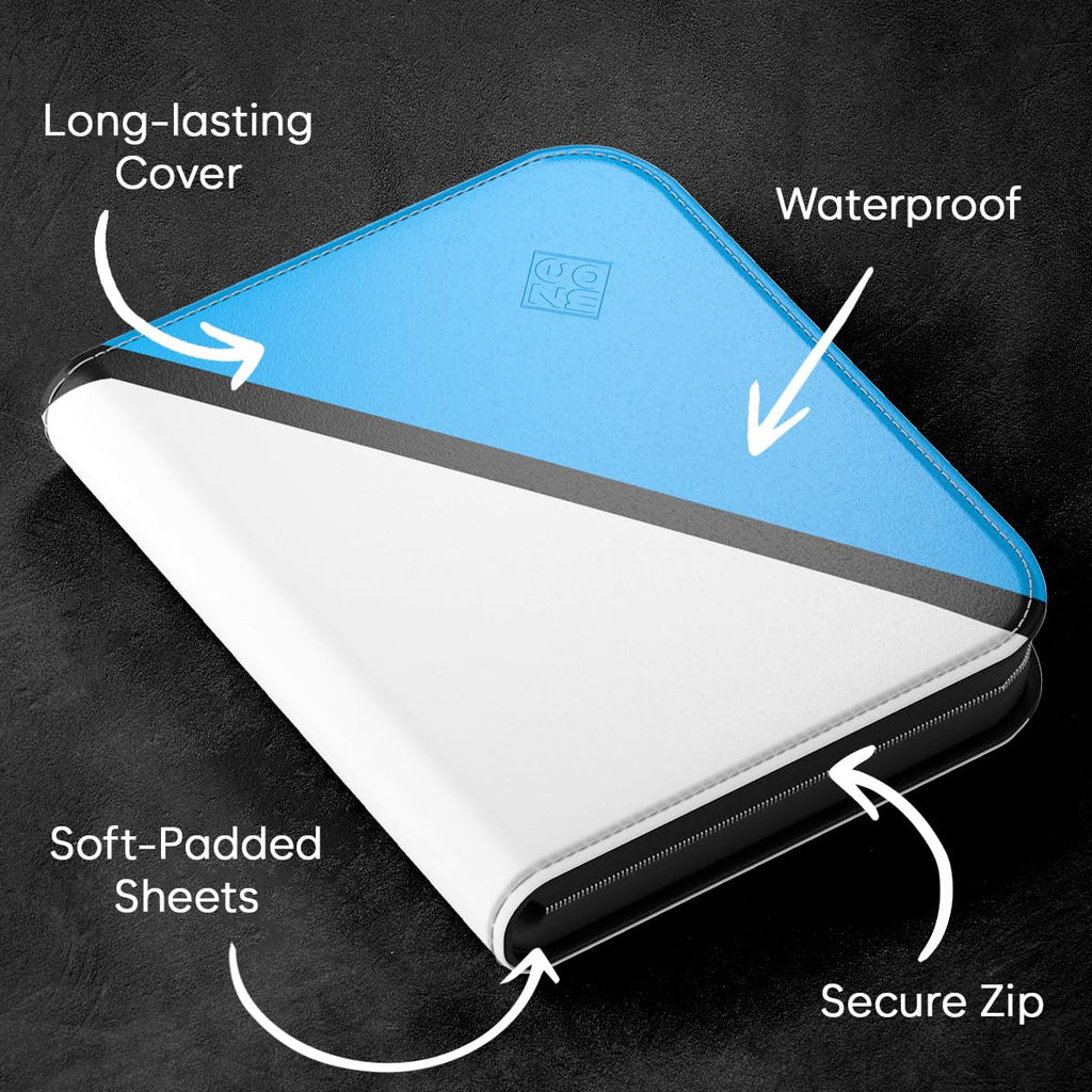 ZENO 4-Pocket Trading Card Binder – 50 Pages, 400 Slots, Top-Loading PU Leather Cover (Blue)