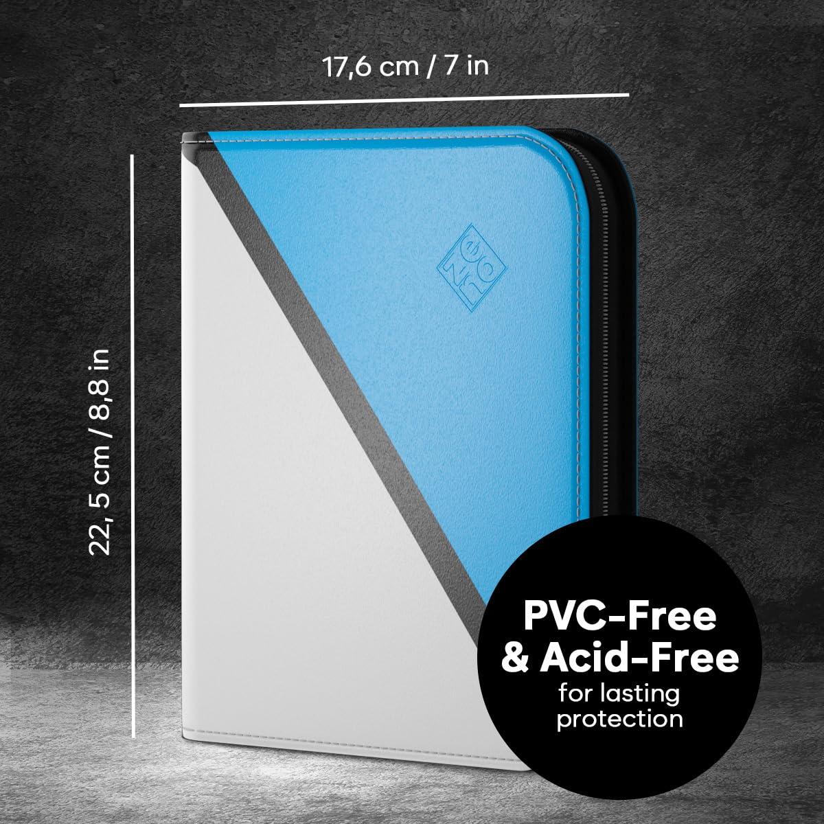 ZENO 4-Pocket Trading Card Binder – 50 Pages, 400 Slots, Top-Loading PU Leather Cover (Blue)