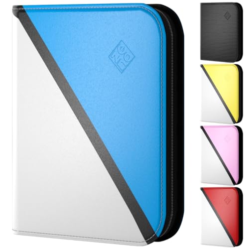 ZENO 4-Pocket Trading Card Binder – 50 Pages, 400 Slots, Top-Loading PU Leather Cover (Blue)