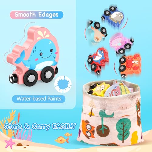 Zeoddler 11-Piece Magnetic Wooden Sea Animal Train Set for Toddlers – Montessori Educational Toy with Numbers 0-10