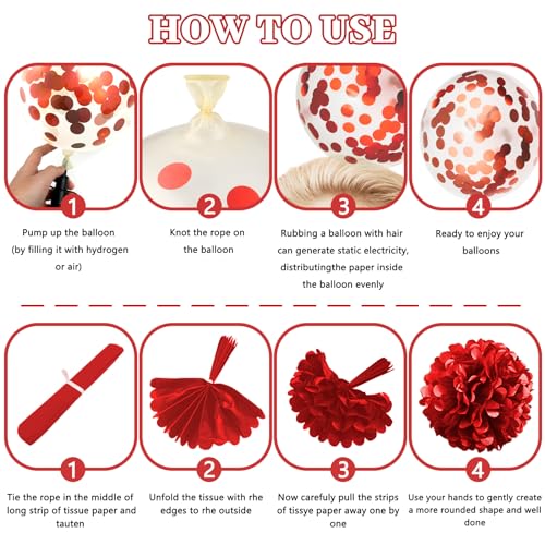 ZERODECO Red Black Birthday Party Decorations Kit – 45 Pieces with Banner, Balloons, Arch Strip, and Fringe Curtains