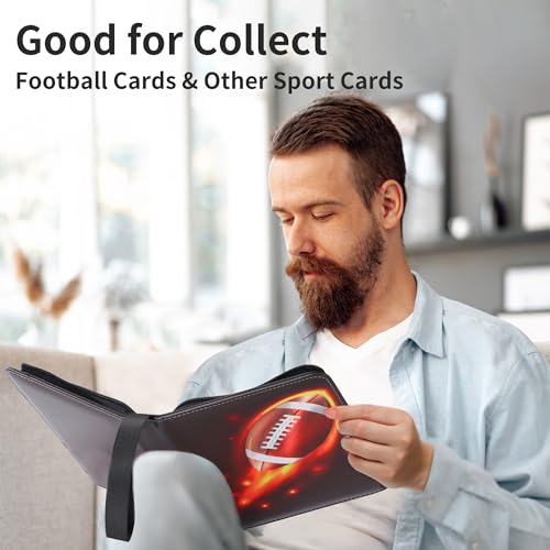 Zettokete Football Card Binder 4-Pocket – Holds 400 Cards, Zippered Album with Handle for Collectors