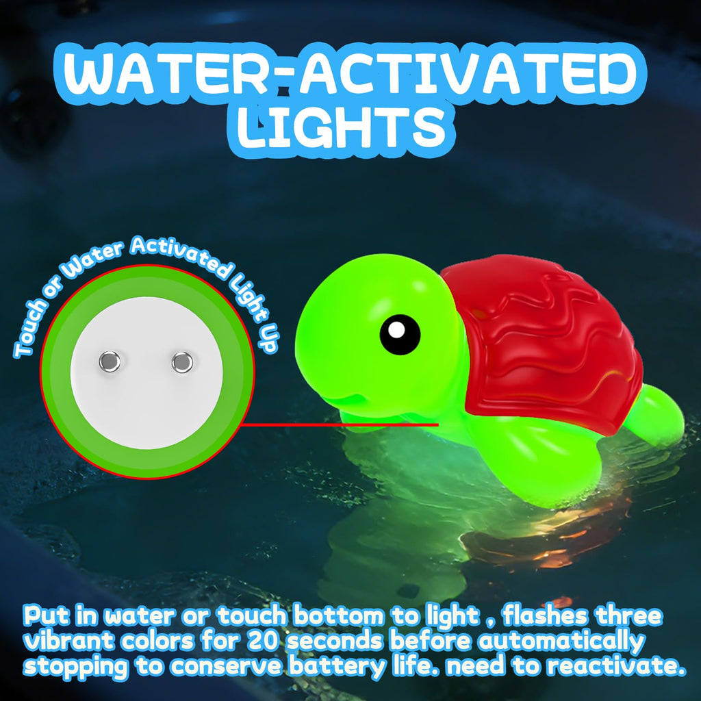 ZGLYMUS Light-Up Bath Toys, 6-Pack Ocean Animals with Water-Activated LED Lights, No Hole Mold Free for Babies Toddlers 6M+