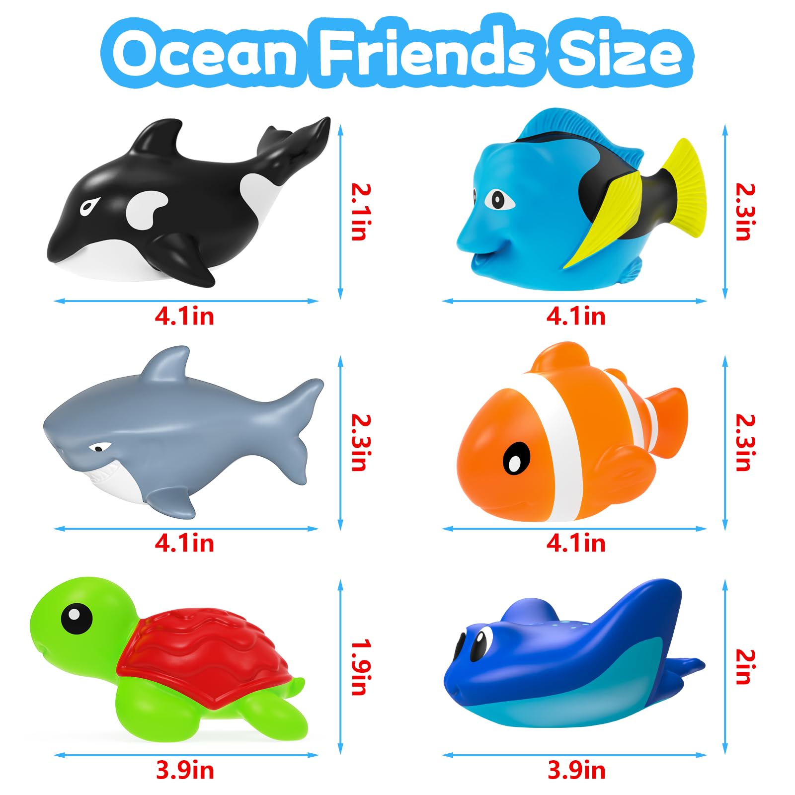 ZGLYMUS Light-Up Bath Toys, 6-Pack Ocean Animals with Water-Activated LED Lights, No Hole Mold Free for Babies Toddlers 6M+