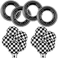 Zhanmai 14-Piece Racing Car Party Decorations – Plaid Balloons and Inflatable Tire Swim Rings