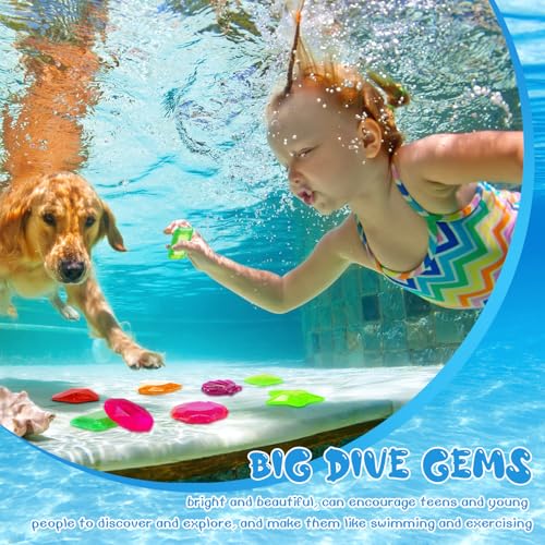 Zhanmai 16 Pack Diving Gems - Bright Sinking Pool Toys for Kids Summer Fun