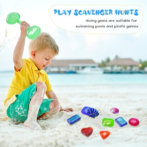 Zhanmai 16 Pack Diving Gems - Bright Sinking Pool Toys for Kids Summer Fun