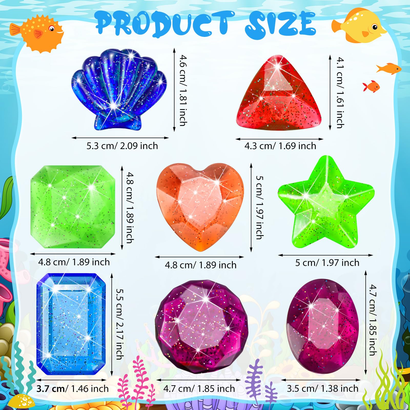 Zhanmai 16 Pack Diving Gems - Bright Sinking Pool Toys for Kids Summer Fun