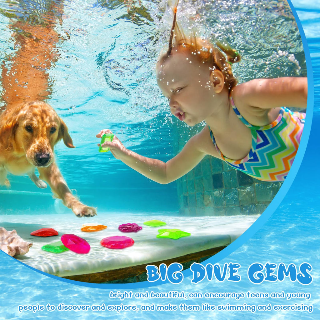 Zhanmai 16 Pack Diving Gems - Bright Sinking Pool Toys for Kids Summer Fun
