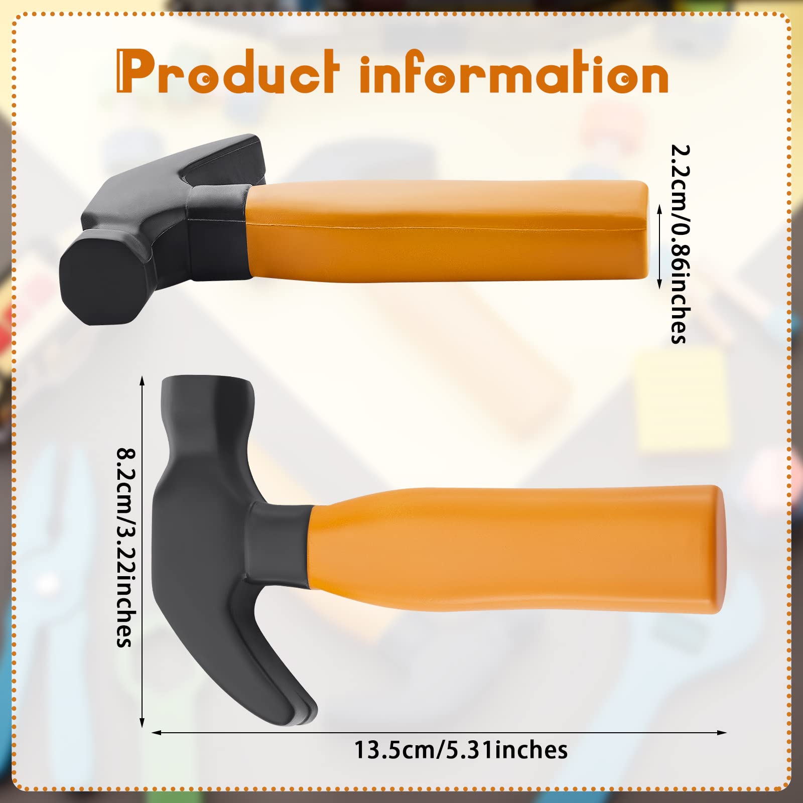 Zhanmai 2-Pack Foam Hammer Stress Relief Toys – Soft PU Foam, Portable Size for Kids and Adults (Black & Brown)