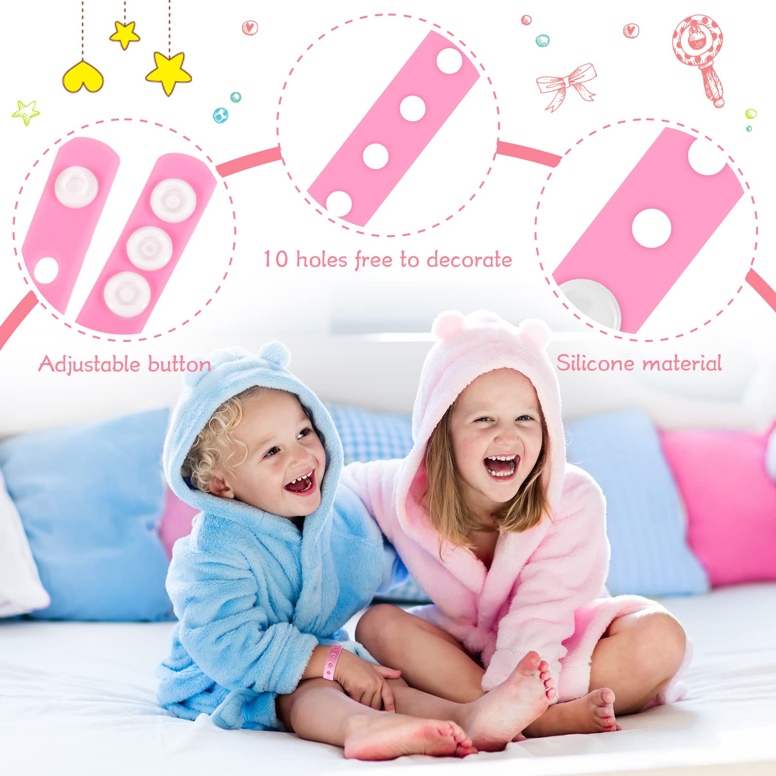 Zhanmai 24-Piece Silicone Charm Bracelets - 8 Colors, Adjustable 8-Inch Bands for Party Favors and DIY