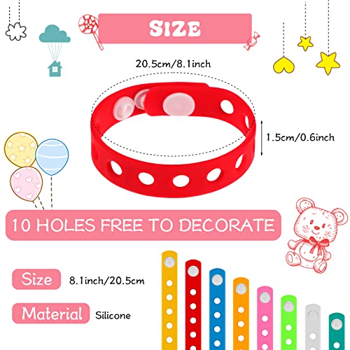 Zhanmai 24-Piece Silicone Charm Bracelets - 8 Colors, Adjustable 8-Inch Bands for Party Favors and DIY