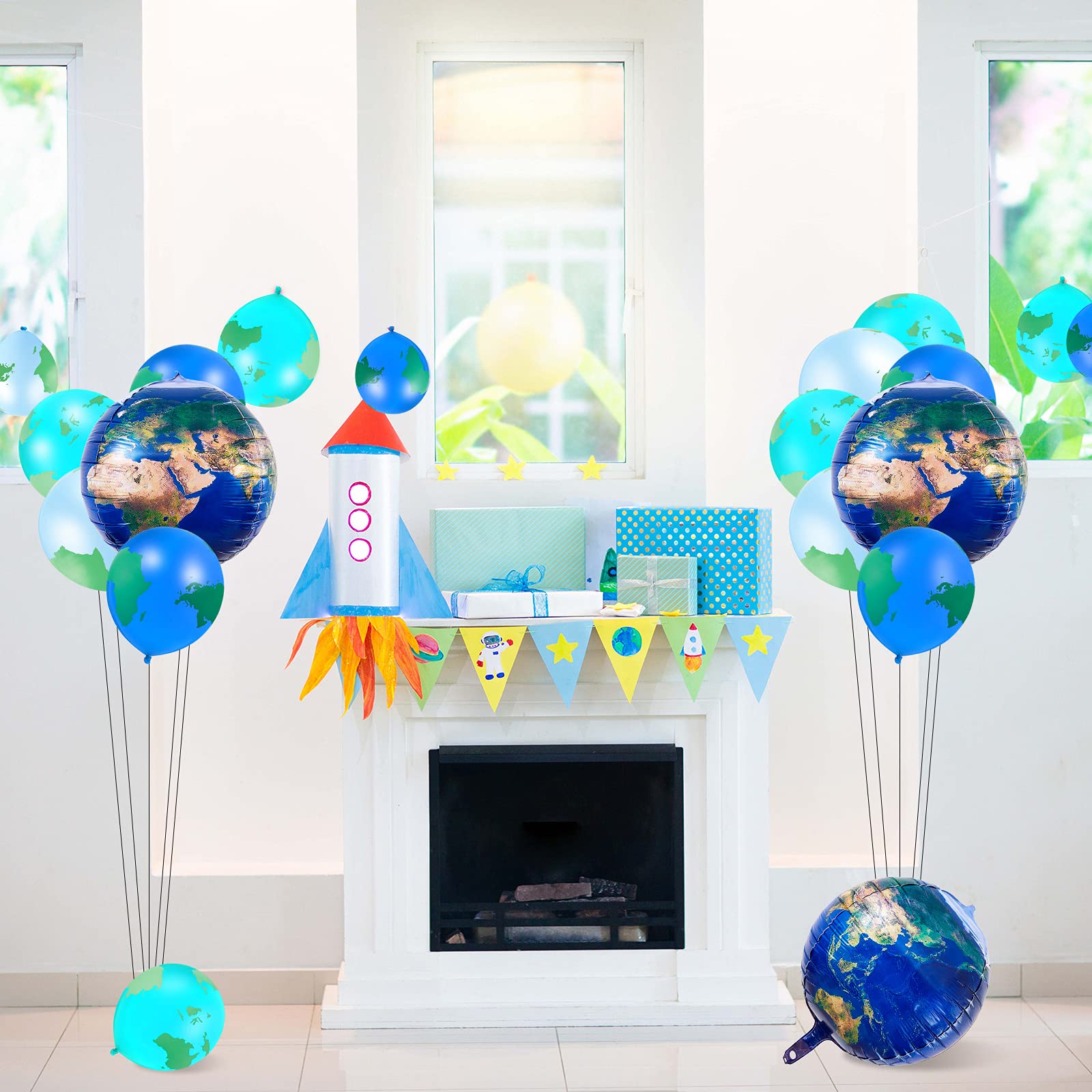 Zhanmai 48-Piece Globe Balloon Set – 8 Foil Planet Balloons & 40 Latex World Map Balloons for Travel, Earth Day, and Party Decorations