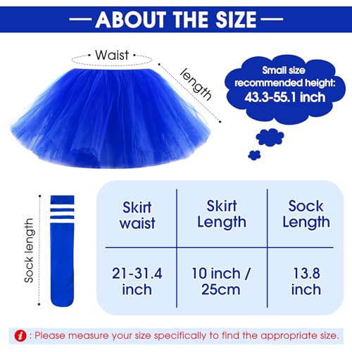 Zhanmai 5 Layered Tulle Tutu Skirt Set for Kids with Striped Tube Socks - Princess Costume for Halloween, Dance, and Fun Runs