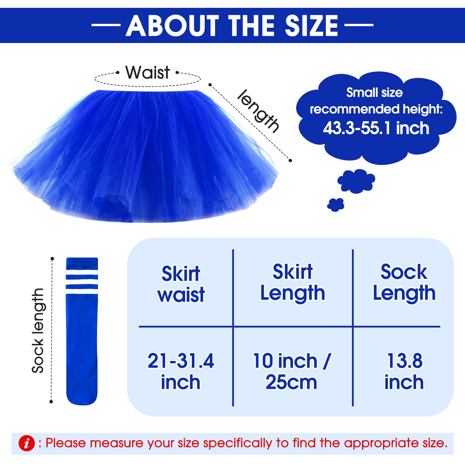 Zhanmai 5 Layered Tulle Tutu Skirt Set for Kids with Striped Tube Socks - Princess Costume for Halloween, Dance, and Fun Runs