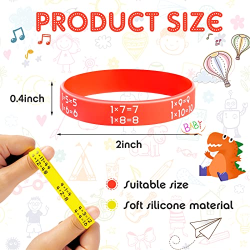 Zhanmai Learn Maths Rubber Bracelets – 72 Silicone Multiplication Facts Bracelets, 12 Colors, Educational Reward for Students