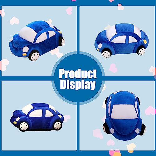 zhidiloveyou 11.8" Blue Car Plush Stuffed Toy - Soft PP Cotton Pillow for Kids and Car Lovers