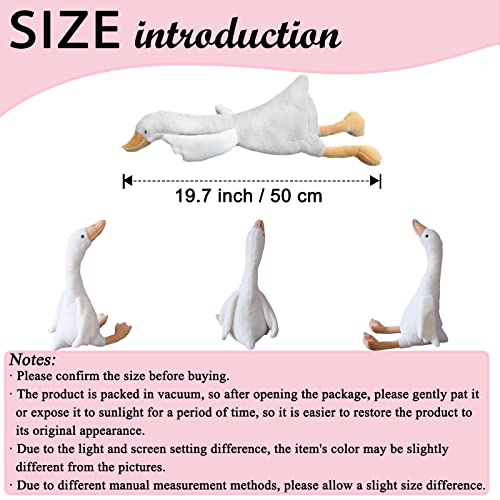 zhidiloveyou 19.7 Inch White Goose Plush Stuffed Animal, Soft Cuddly Swan Toy for Kids and Adults