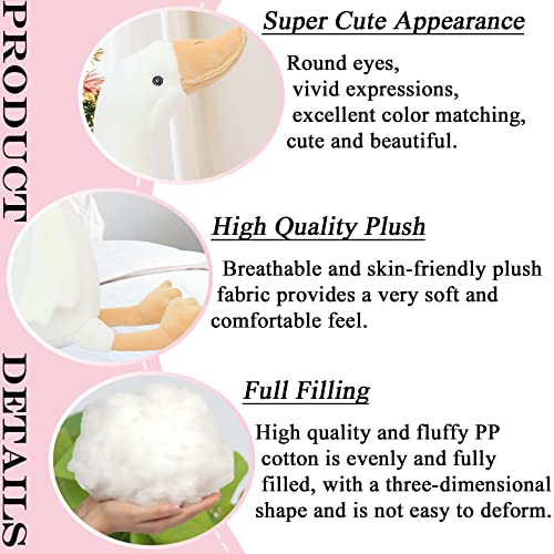 zhidiloveyou 19.7 Inch White Goose Plush Stuffed Animal, Soft Cuddly Swan Toy for Kids and Adults
