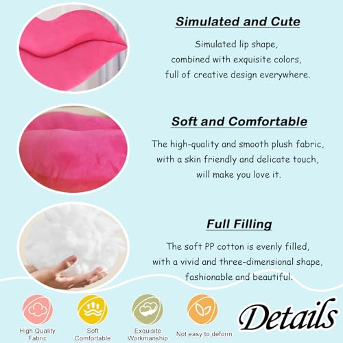 Zhidiloveyou 2 Pack 11 Inch Pink Lip Plush Pillows - Soft Cute Hug Toy and Decorative Cushion
