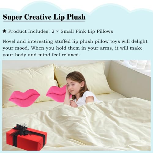 Zhidiloveyou 2 Pack 11 Inch Pink Lip Plush Pillows - Soft Cute Hug Toy and Decorative Cushion