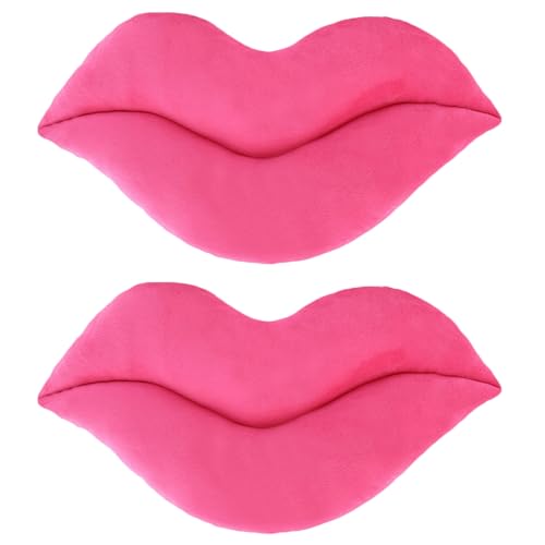 Zhidiloveyou 2 Pack 11 Inch Pink Lip Plush Pillows - Soft Cute Hug Toy and Decorative Cushion