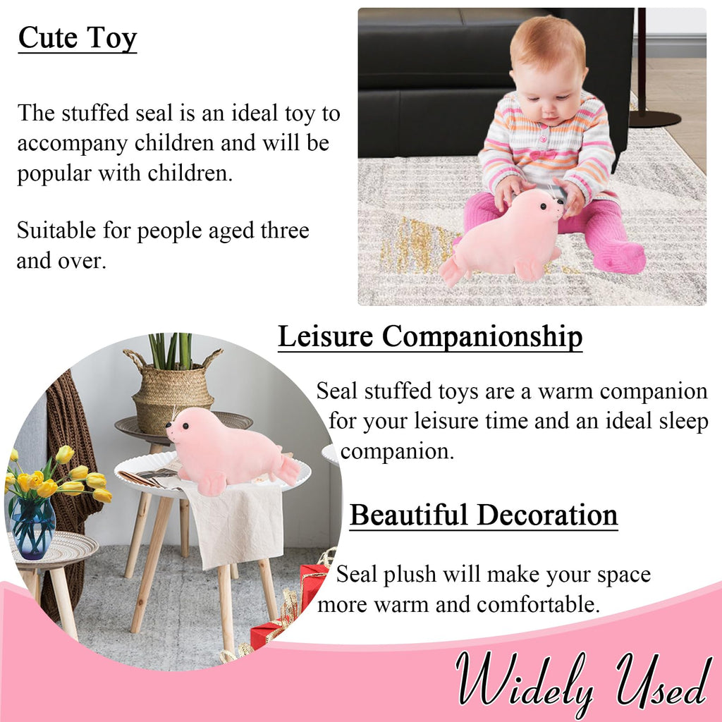 zhidiloveyou Pink Seal Plush Stuffed Animal – 11.8 Inch Cute Kawaii Doll for Kids