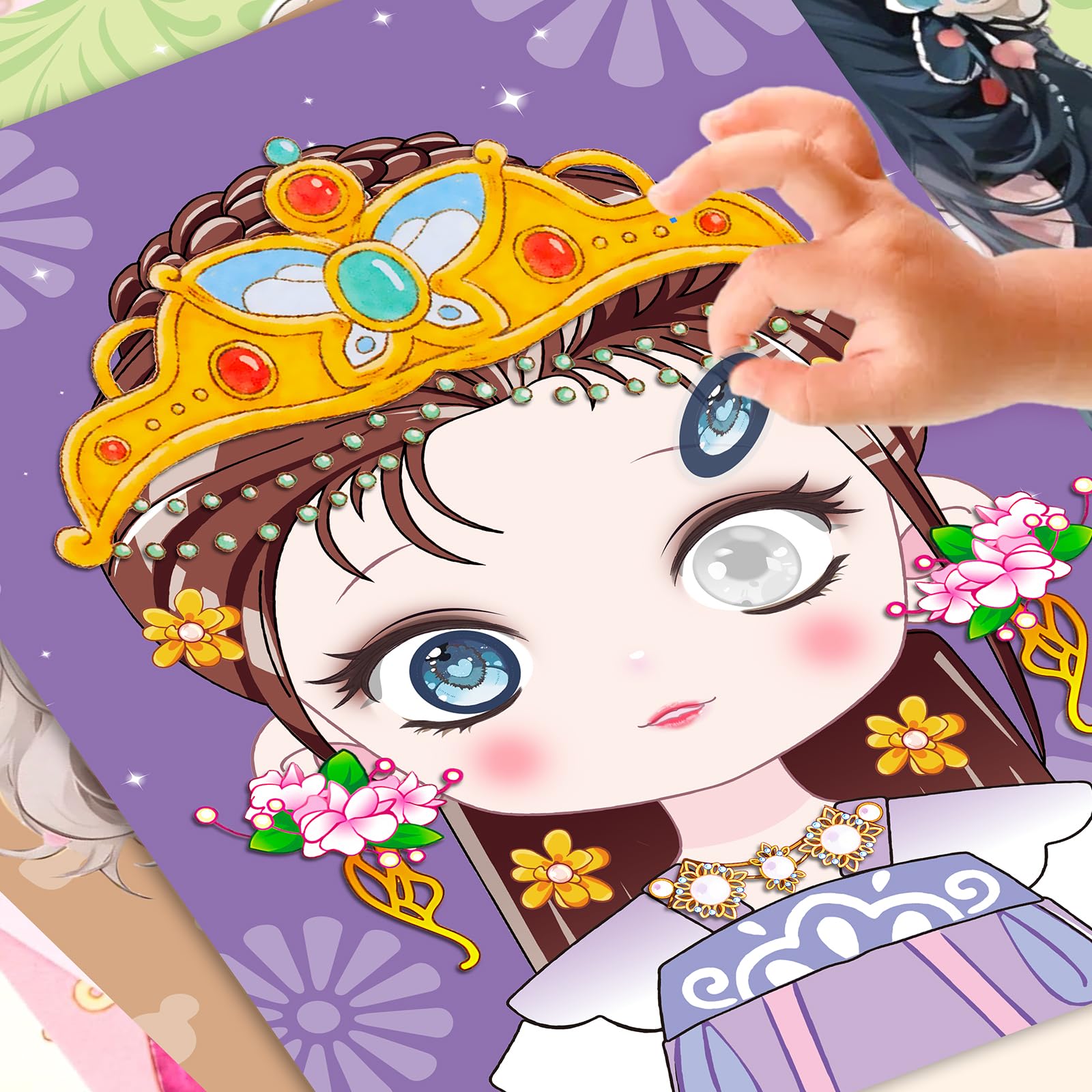 ZHOC Princess Paper Makeup Craft Kit for Girls Ages 3+ – Diamond Painting & Dress Up Set