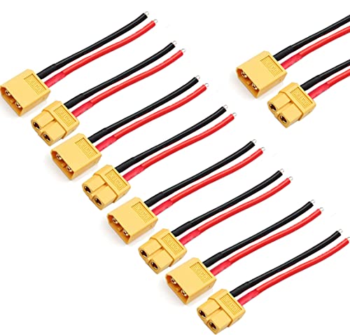 ZHOFONET 5 Pairs XT60 Male Female Pigtail Connectors with 14AWG Silicone Wire 10cm