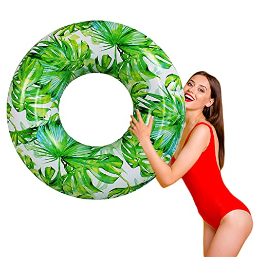 ZHUYNXIR Adult Pool Float – 40 Inch Leaf Swim Ring with Two Handles, Inflatable PVC Beach Tube