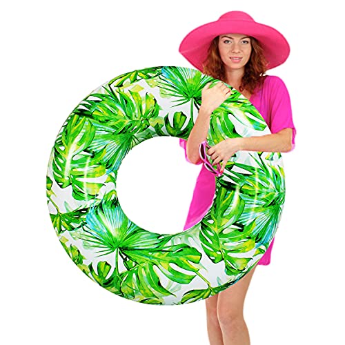 ZHUYNXIR Adult Pool Float – 40 Inch Leaf Swim Ring with Two Handles, Inflatable PVC Beach Tube