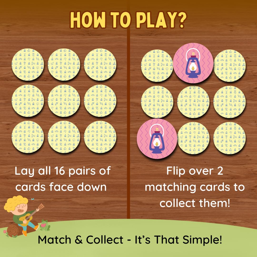 Zicster Memory Matching Game for Kids Ages 4-8 – Fun Preschool Board Game with Portable Cards