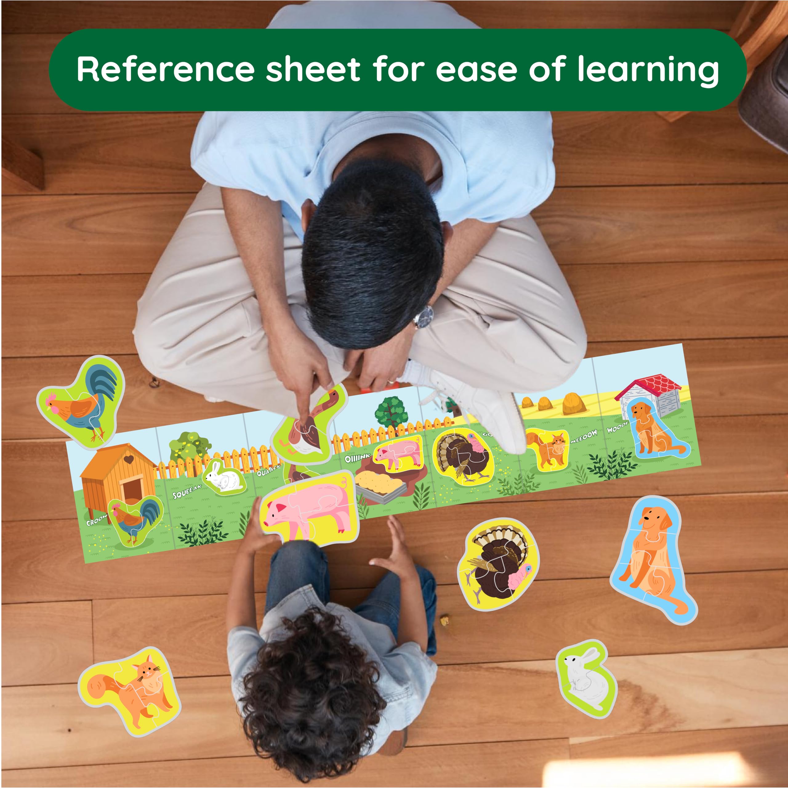 Zicster My First Puzzle: 12 Graded Montessori Puzzles for Toddlers (Wild Animals, 2-5 Pieces)