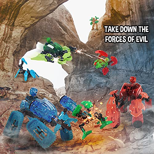 Zing Klikbot Megabot Stampede Red – 3 Transformable Action Figures with Stop Motion App, Ages 8+
