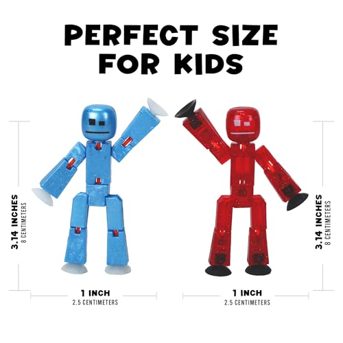 Zing StikBot Dual Pack – StarFrost Blue & Comet Red Action Figures for Stop Motion Animation