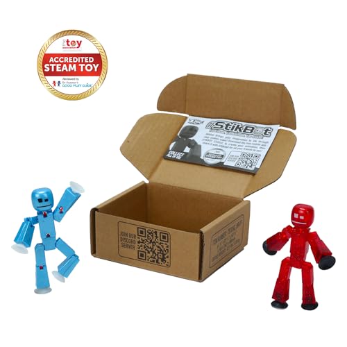 Zing StikBot Dual Pack – StarFrost Blue & Comet Red Action Figures for Stop Motion Animation