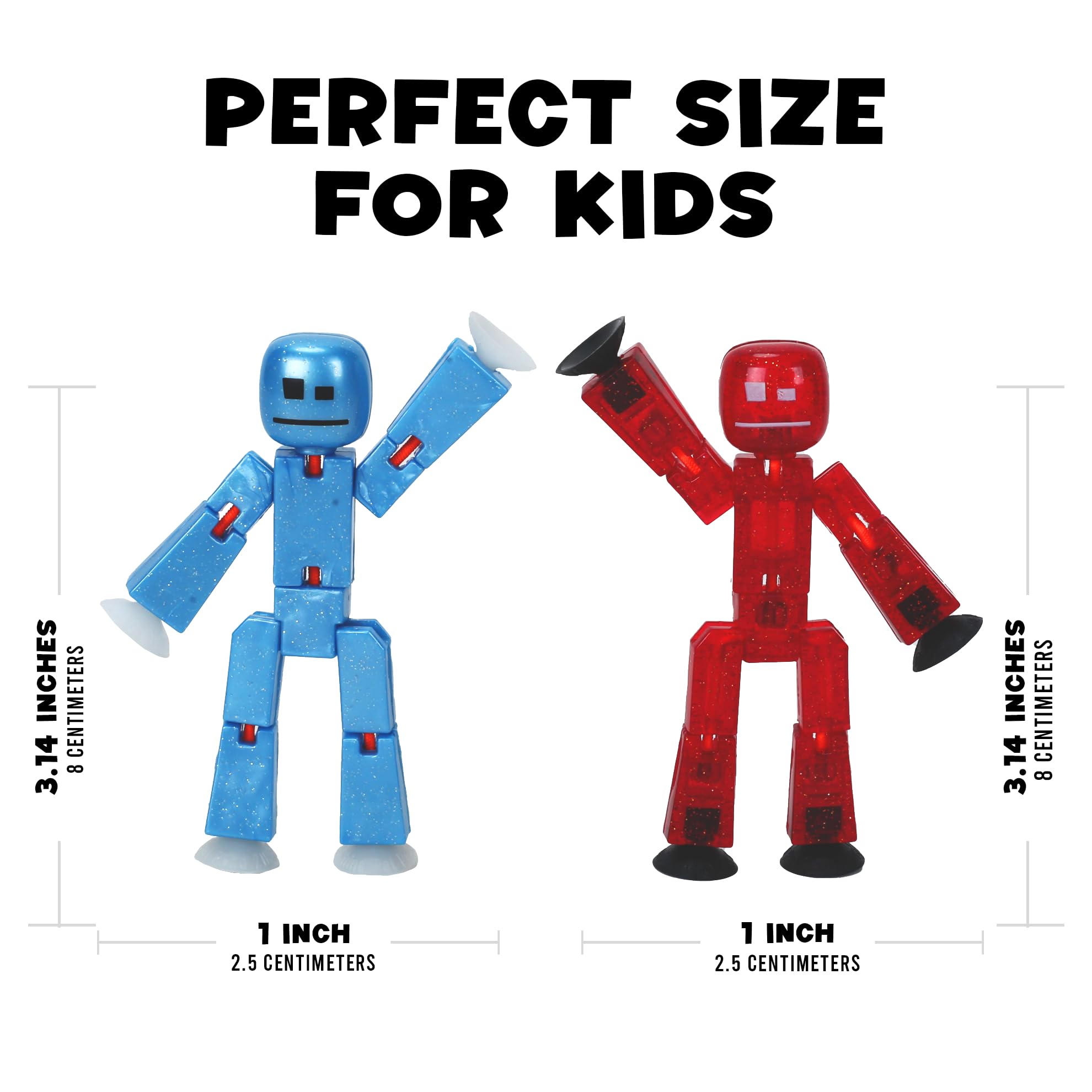 Zing StikBot Dual Pack – StarFrost Blue & Comet Red Action Figures for Stop Motion Animation