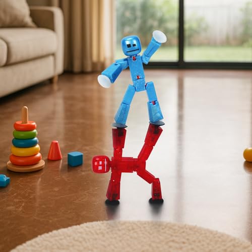 Zing StikBot Dual Pack – StarFrost Blue & Comet Red Action Figures for Stop Motion Animation