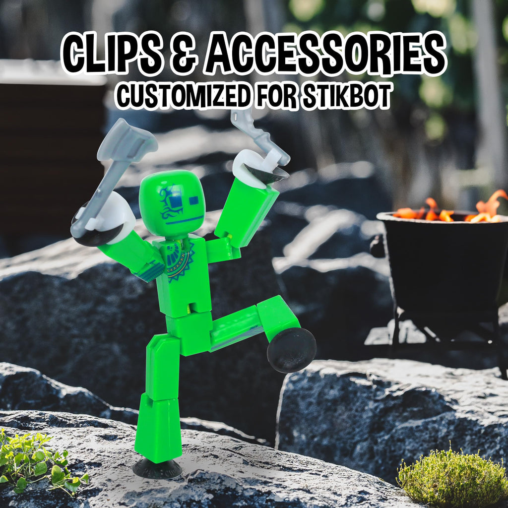 Zing StikBot Zingtannica Action Pack - Green (Karmatopia) - Poseable Stop Motion Figure with Accessories, Ages 4+