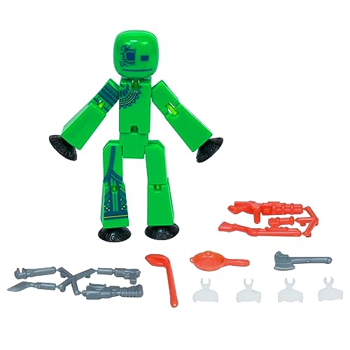 Zing StikBot Zingtannica Action Pack - Green (Karmatopia) - Poseable Stop Motion Figure with Accessories, Ages 4+