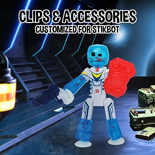 Zing StikBot Zingtannica Action Pack: Poseable Stop Motion Figure with Snap-On Accessories, Blue (Vangarden)