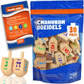 Zion Judaica Wooden Dreidels 30-Pack - Bulk Hanukkah Dreidles with Hebrew Letters, Smooth Finish, 1.75 Inch