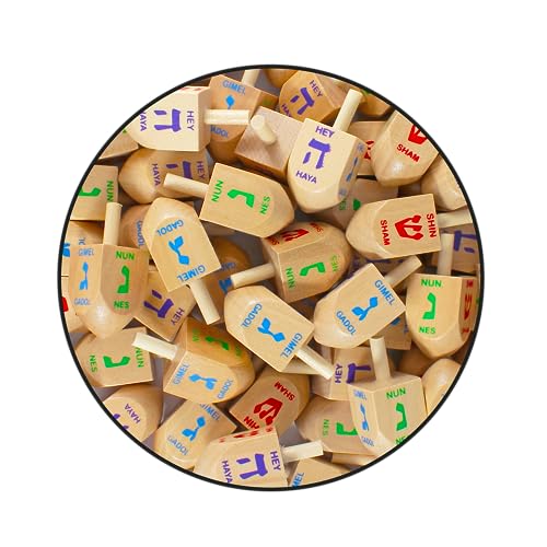 Zion Judaica Wooden Dreidels 30-Pack - Bulk Hanukkah Dreidles with Hebrew Letters, Smooth Finish, 1.75 Inch